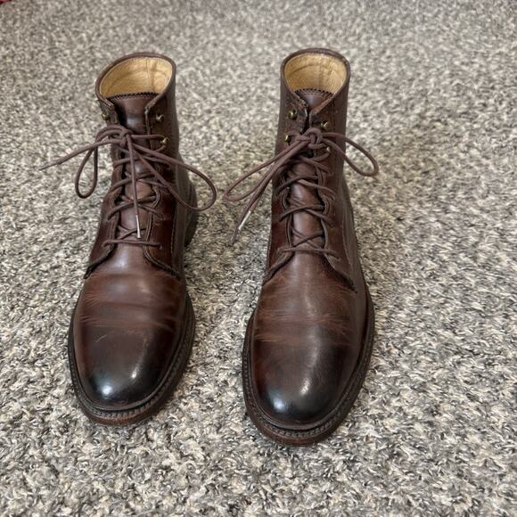 Frye Boots Mens Size 8.5 D James Lace Up Brown Leather Round Toe Ankle Chukka - Picture 1 of 10